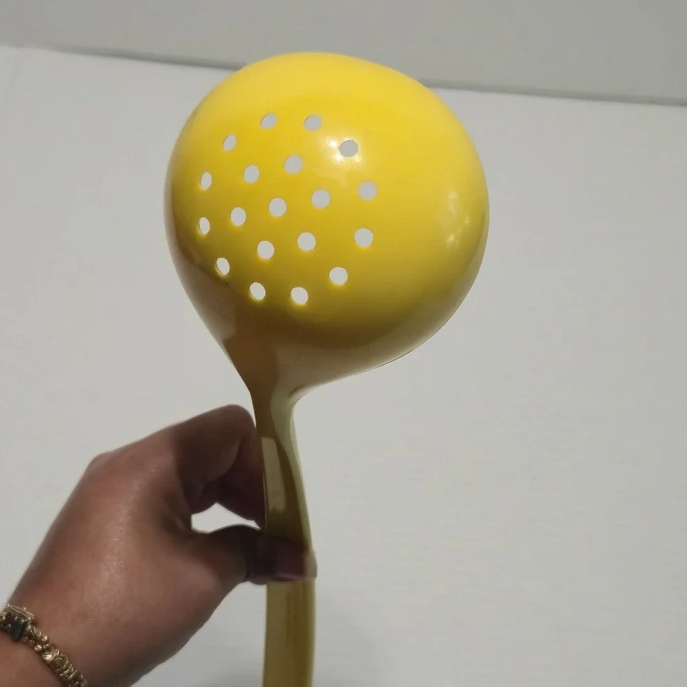 Vtg Copco Yellow Melamine Slotted Spoon‎ Strainer Ladle #651 MCM USA Retro 11